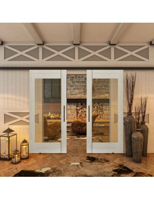 Glasschiebetür BLACK-LINE - Country Weiss | Glastuershop24