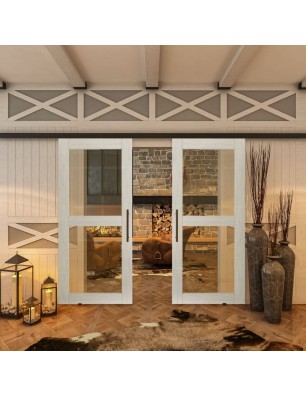 Glasschiebetür BLACK-LINE - Country Weiss | Glastuershop24