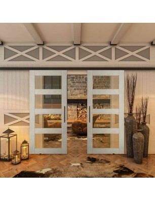 Glasschiebetür BLACK-LINE - Country Weiss | Glastuershop24