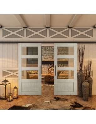 Glasschiebetür BLACK-LINE - Country Weiss | Glastuershop24