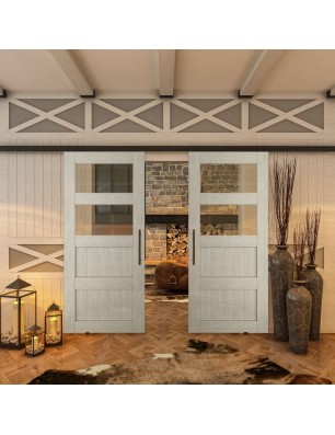 Glasschiebetür BLACK-LINE - Country Weiss | Glastuershop24