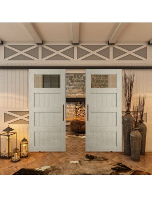 Glasschiebetür BLACK-LINE - Country Weiss | Glastuershop24