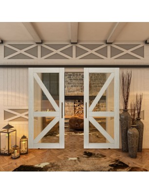 Glasschiebetür BLACK-LINE - Country Weiss | Glastuershop24