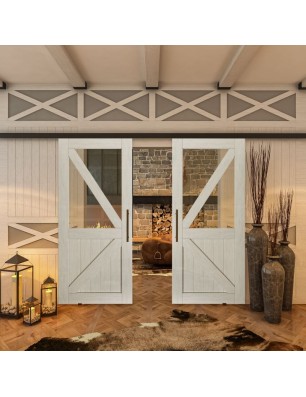 Glasschiebetür BLACK-LINE - Country Weiss | Glastuershop24