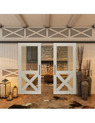 Glasschiebetür BLACK-LINE - Country Weiss | Glastuershop24