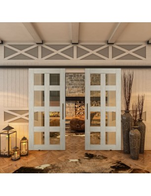 Glasschiebetür BLACK-LINE - Country Weiss | Glastuershop24