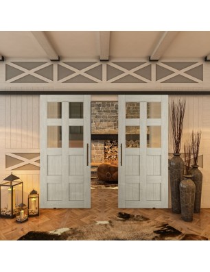 Glasschiebetür BLACK-LINE - Country Weiss | Glastuershop24