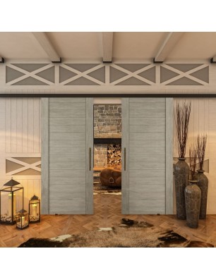 Glasschiebetür BLACK-LINE - Country Graueiche | Glastuershop24