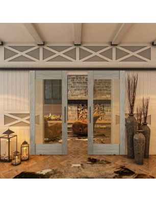 Glasschiebetür BLACK-LINE - Country Graueiche | Glastuershop24