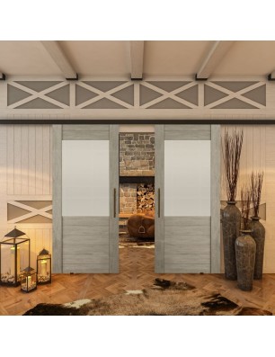 Glasschiebetür BLACK-LINE - Country Graueiche | Glastuershop24