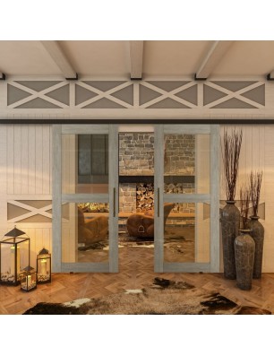 Glasschiebetür BLACK-LINE - Country Graueiche | Glastuershop24