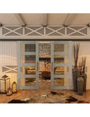 Glasschiebetür BLACK-LINE - Country Graueiche | Glastuershop24