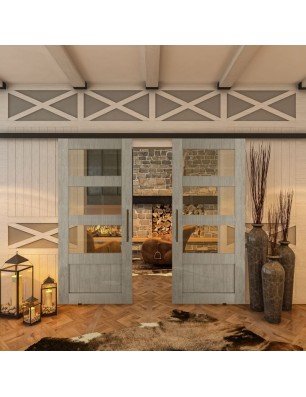 Glasschiebetür BLACK-LINE - Country Graueiche | Glastuershop24
