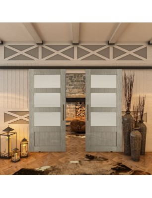 Glasschiebetür BLACK-LINE - Country Graueiche | Glastuershop24