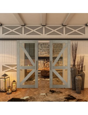 Glasschiebetür BLACK-LINE - Country Graueiche | Glastuershop24