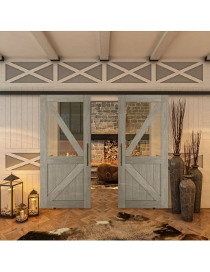 Glasschiebetür BLACK-LINE - Country Graueiche | Glastuershop24