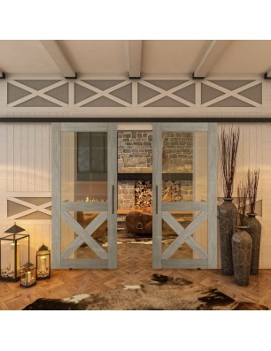 Glasschiebetür BLACK-LINE - Country Graueiche | Glastuershop24