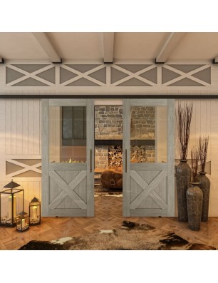 Glasschiebetür BLACK-LINE - Country Graueiche | Glastuershop24