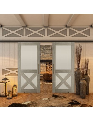 Glasschiebetür BLACK-LINE - Country Graueiche | Glastuershop24