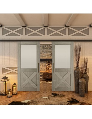 Glasschiebetür BLACK-LINE - Country Graueiche | Glastuershop24