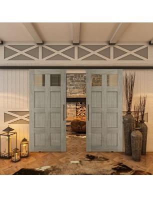 Glasschiebetür BLACK-LINE - Country Graueiche | Glastuershop24