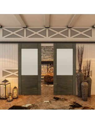 Glasschiebetür BLACK-LINE - Country Schwarz | Glastuershop24