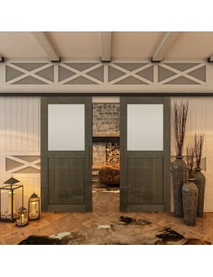 Glasschiebetür BLACK-LINE - Country Schwarz | Glastuershop24