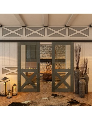Glasschiebetür BLACK-LINE - Country Schwarz | Glastuershop24