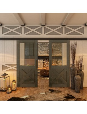 Glasschiebetür BLACK-LINE - Country Schwarz | Glastuershop24