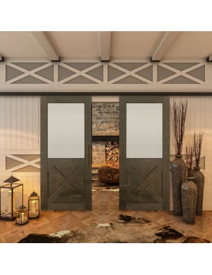 Glasschiebetür BLACK-LINE - Country Schwarz | Glastuershop24