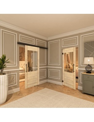 Glasschiebetür BLACK-LINE - Country Astkiefer | Glastuershop24