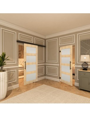 Glasschiebetür BLACK-LINE - Country Astkiefer | Glastuershop24