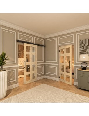 Glasschiebetür BLACK-LINE - Country Astkiefer | Glastuershop24