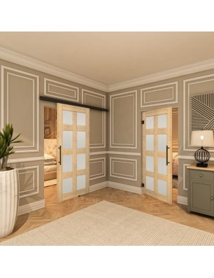 Glasschiebetür BLACK-LINE - Country Astkiefer | Glastuershop24