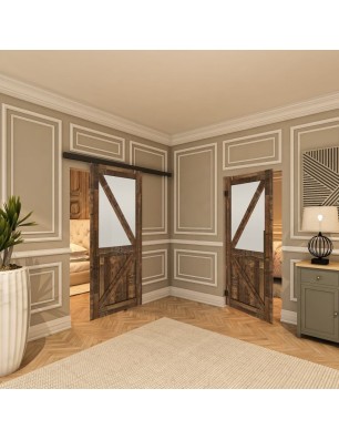 Glasschiebetür BLACK-LINE - Country Altholz | Glastuershop24