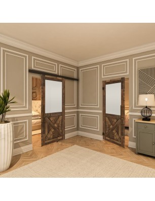 Glasschiebetür BLACK-LINE - Country Altholz | Glastuershop24