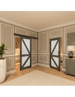 Glasschiebetür BLACK-LINE - Country Schwarz | Glastuershop24