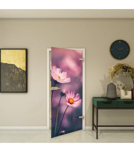 Ganzglastür Fotoprint Modell 76 mit Floralmotiv | Glastuershop24