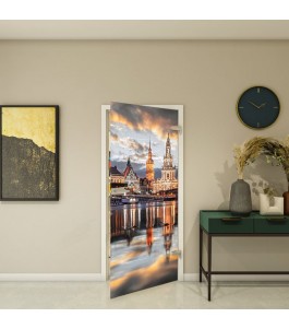 Ganzglastür Fotoprint Modell 203 mit Stadtmotiv | Glastuershop24