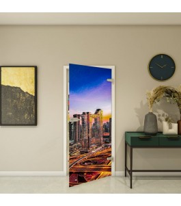 Ganzglastür Modell 207 mit Fotoprint und Stadtmotiv | Glastuershop24