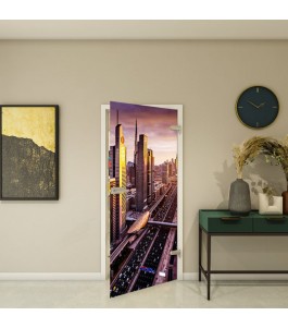 Ganzglastür Fotoprint Modell 213 mit Stadtmotiv | Glastuershop24