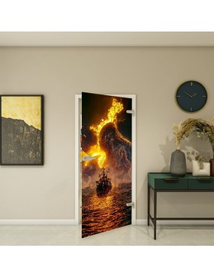 Ganzglastür Fotoprint Modell 225 mit Flammenmotiv | Glastuershop24