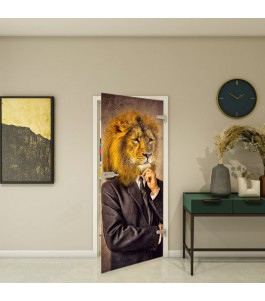 Ganzglastür Fotoprint Modell 334 mit Löwenmotiv | Glastuershop24