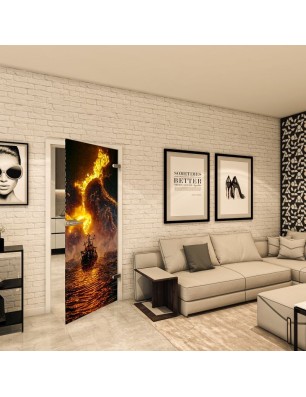 Ganzglastür Fotoprint Modell 225 mit Flammenmotiv | Glastuershop24