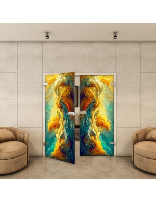 Ganzglastür Fotoprint Modell 9 mit Aquarellmotiv | Glastuershop24