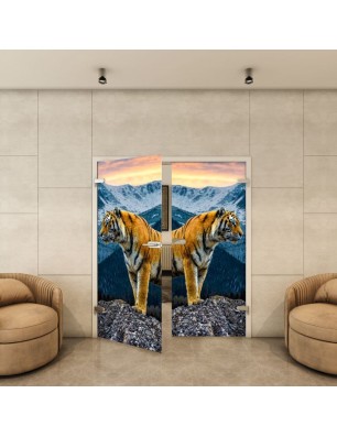 Ganzglastür Fotoprint Modell 244 mit Tiermotiv | Glastuershop24