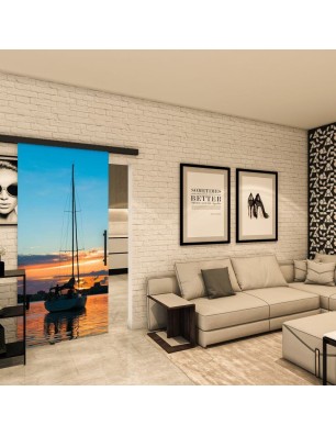 Glasschiebetür BLACK-LINE - Fotoprint Modell 135 | Glastuershop24