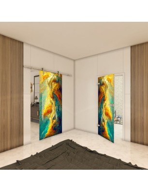 Ganzglastür Fotoprint Modell 9 mit Aquarellmotiv | Glastuershop24